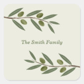 Waterverf Olive Branch Vierkante Sticker (Voorkant)