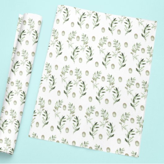Waterverf Olive Green Gift wrappaper Inpakpapier Vel