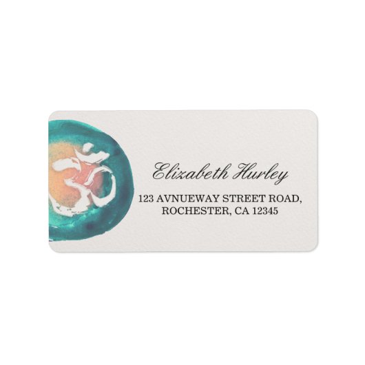 Waterverf Om Symbol Yoga Mediation Instructor Etiket (Voorkant)