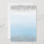 Waterverf Ombre Blue en Silver Glitter Wedding Kaart (Achterkant)