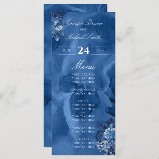 Waterverf Ombre Blue floral Chic Elegant Programma (Voorkant / Achterkant)