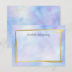 Waterverf Ombre Blue Paars Gold, speciaal geperson Notitiekaartje