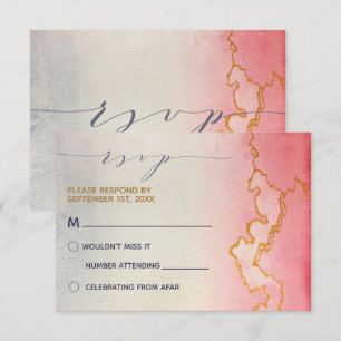 Waterverf Ombre Goud Marmer   RSVP Kaart
