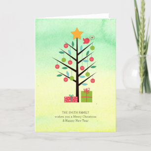 Waterverf Ombre kerstboom vakantie Kaart