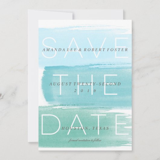 Waterverf Ombre Stripes Save the Date (Voorkant)