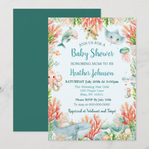 Waterverf Onder De Zee Baby Shower Kaart
