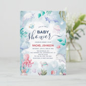 Waterverf onder het Baby shower Zee Kaart (Staand voorkant)