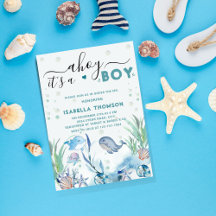 Waterverf onder het Zee Baby Boy Shower