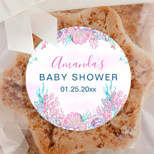 Waterverf Onder het Zee Baby shower Ronde Sticker