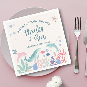 Waterverf Onder het Zee Baby shower Servet