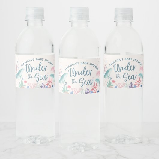 Waterverf Onder het Zee Baby shower Waterfles Etiket (Flessen)