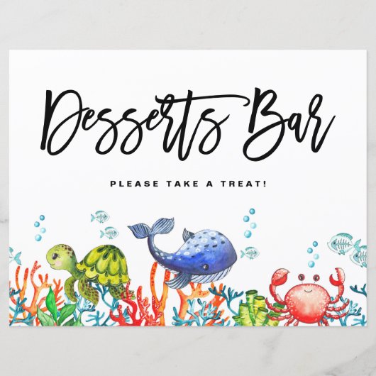Waterverf onder het Zee Desserts Bar Sign (Voorkant)