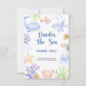 Waterverf onder het zee eerste verjaardagsfeestje bedankkaart (Voorkant)