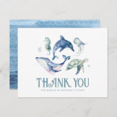 Waterverf onder het Zee Flat Dank u kaart (Voorkant / Achterkant)