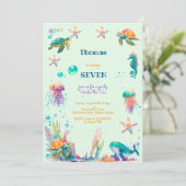 Waterverf Onder het Zee kinderen verjaardag Kaart (Staand voorkant)