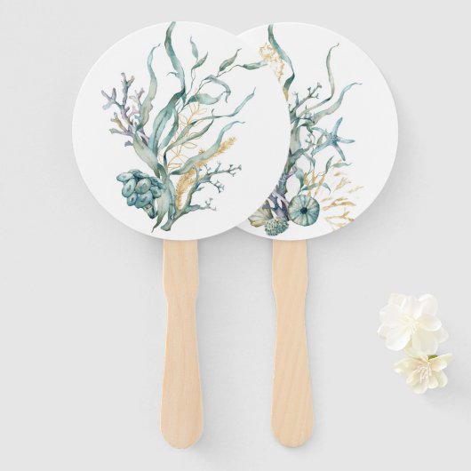 Waterverf Onder het Zee Kwallen Hand Fans Handwaaier (Voorkant en achterkant)