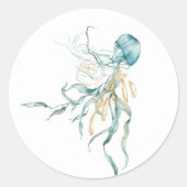 Waterverf Onder het Zee Kwallen Stickers (Voorkant)