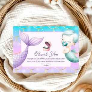 Waterverf onder het Zee Little Pearl Baby shower Bedankkaart