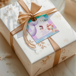 Waterverf onder het Zee Little Pearl Baby shower Vierkante Sticker