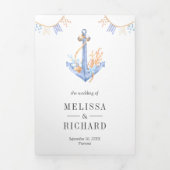 Waterverf Onder het Zee nautische thema bruiloft Drieluik Uitnodiging (Cover)