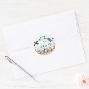 Waterverf onder het zee Neutraal Baby shower Ronde Sticker