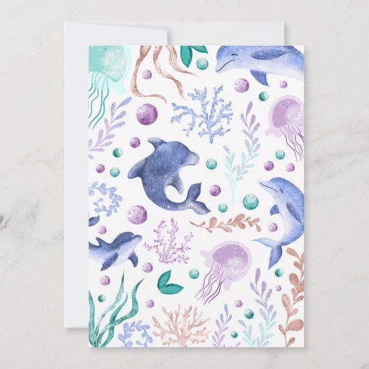 Waterverf Onder het Zee Ocean Retro Baby shower Kaart (Achterkant)