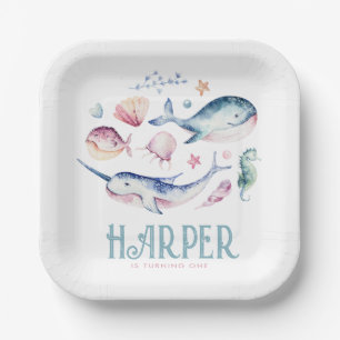 Waterverf Onder het Zee Papieren Borden Papieren Bordje