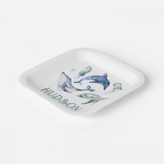 Waterverf Onder het Zee Papieren Borden Papieren Bordje (Gebogen)