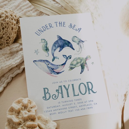 Waterverf Onder het Zee Uitnodiging