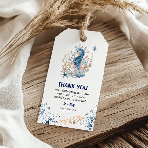 Waterverf Onder-het-Zee Verjaardag Dank u Favor Cadeaulabel