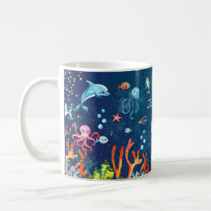 Waterverf onder Zee Ocean Custom Blue Koffiemok
