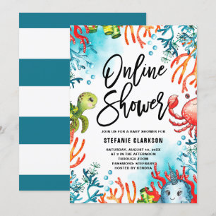 Waterverf onder Zee Online Baby shower Kaart