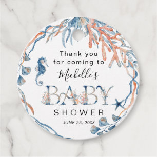 Waterverf Onderaan het Zee Baby shower Dank u wel Bedankjes Labels