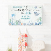 Waterverf One-der Het zee 1e verjaardag Welkom Spandoek (Insitu)