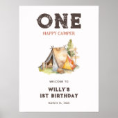 Waterverf One Happy Camper 1e verjaardagsfeestje Poster (Voorkant)