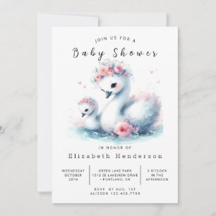 Waterverf Online Swan Baby shower Kaart
