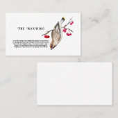 Waterverf ontwerp Bos vogel waxwing. Visitekaartje (Voorkant / Achterkant)