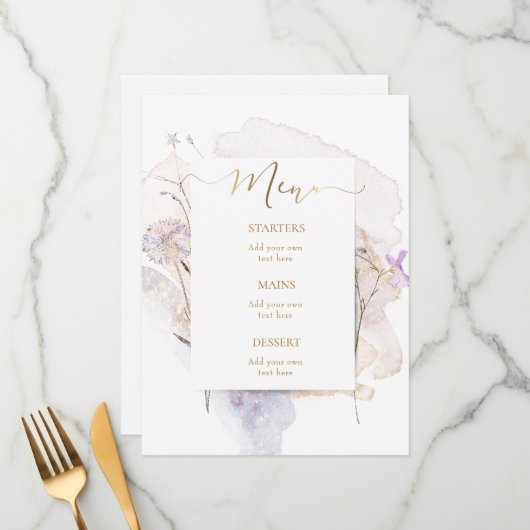 waterverf ontwerp Menu (Voorkant / Achterkant in situ)