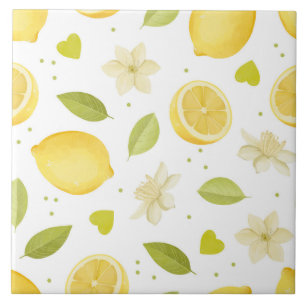 Waterverf ontwerp met citroenen en bloesem tegeltje