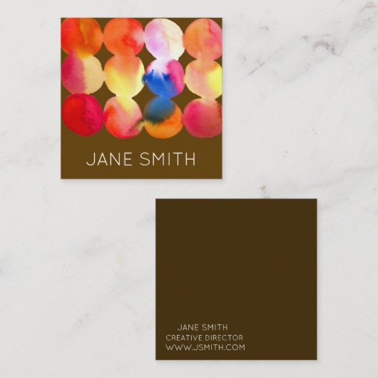 Waterverf ontwerp moderne, stijlvolle creatieve in vierkante visitekaartje (Voorkant / Achterkant)