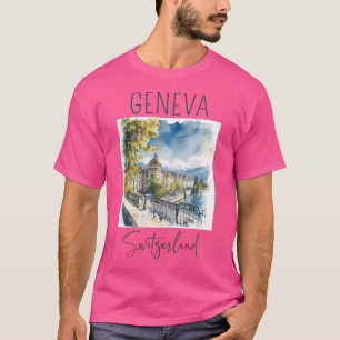 Waterverf ontwerp van Genève - Zwitserland T-shirt