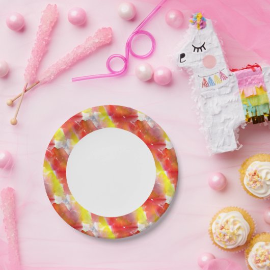 Waterverf ontwerpstructuur achtergrond papieren bordje (Feest)