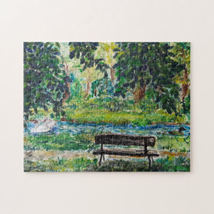 Waterverf - Onze bank - Kies Grootte Legpuzzel