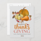 Waterverf Oogst herfst happy thanksgiving Feestdagenkaart (Voorkant / Achterkant)
