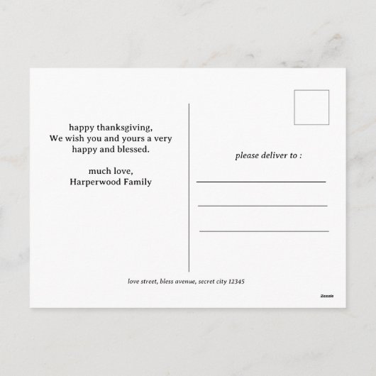 Waterverf Oogst herfst happy thanksgiving Feestdagenkaart (Achterkant)