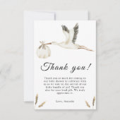 Waterverf ooievaar baby shower dank u kaart (Voorkant)