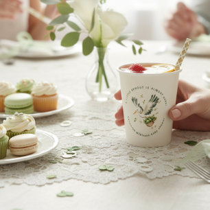 Waterverf Ooievaar Baby Shower Kleine Spruit Papieren Bekers