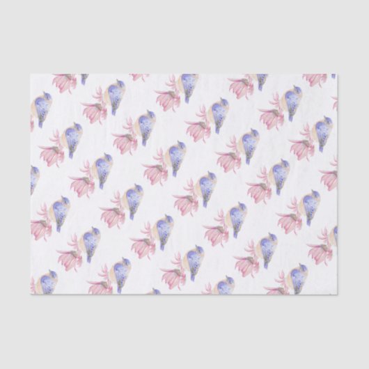 Waterverf Oostelijke Blauwe Vogelvogel Tissuepapier (Voorkant)