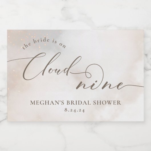 Waterverf op Cloud 9 Vrijgezellenfeest gunsten Sparkling Wijnetiket (Enkel label)