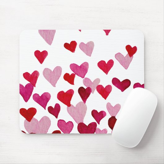 Waterverf op dag van de valentijn Harten - roze Muismat (Met muis)